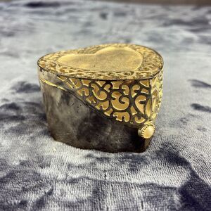 TR SILVER PLATED FILIGREE TRINKET JEWELRY Box Heart Shaped Pearl Fairy Cottage